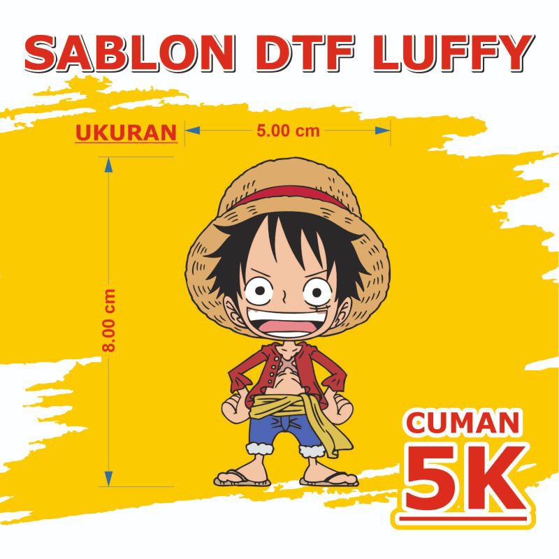 

luffy cetak dtf uk 5 x 8 cm 5 pcs