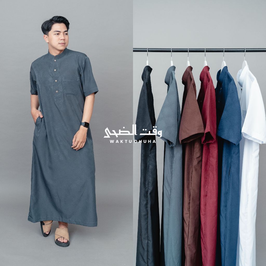 DISKON WAKTU DHUHA - JUBAH SLIMFIT REMAJA DAN DEWASA COWOK LENGAN PENDEK MOTIF SIMPHONY JUBAH AZWAR