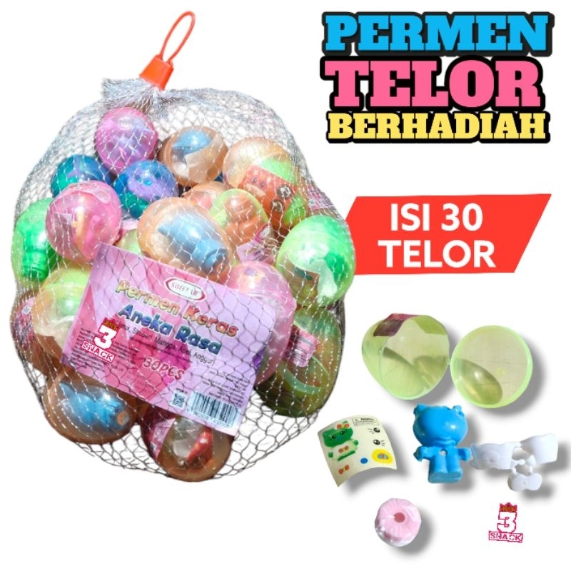 

PERMEN TELOR BERHADIAH MAINAN 1 JARING ISI 30 PCS