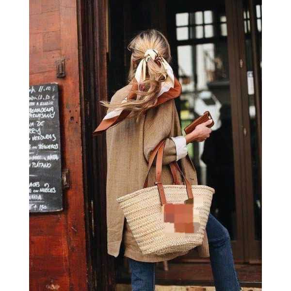 TAS WANITA LW TOTE BAG TOTEBAG ROTAN ANYAM WOVEN BASKET FASHION