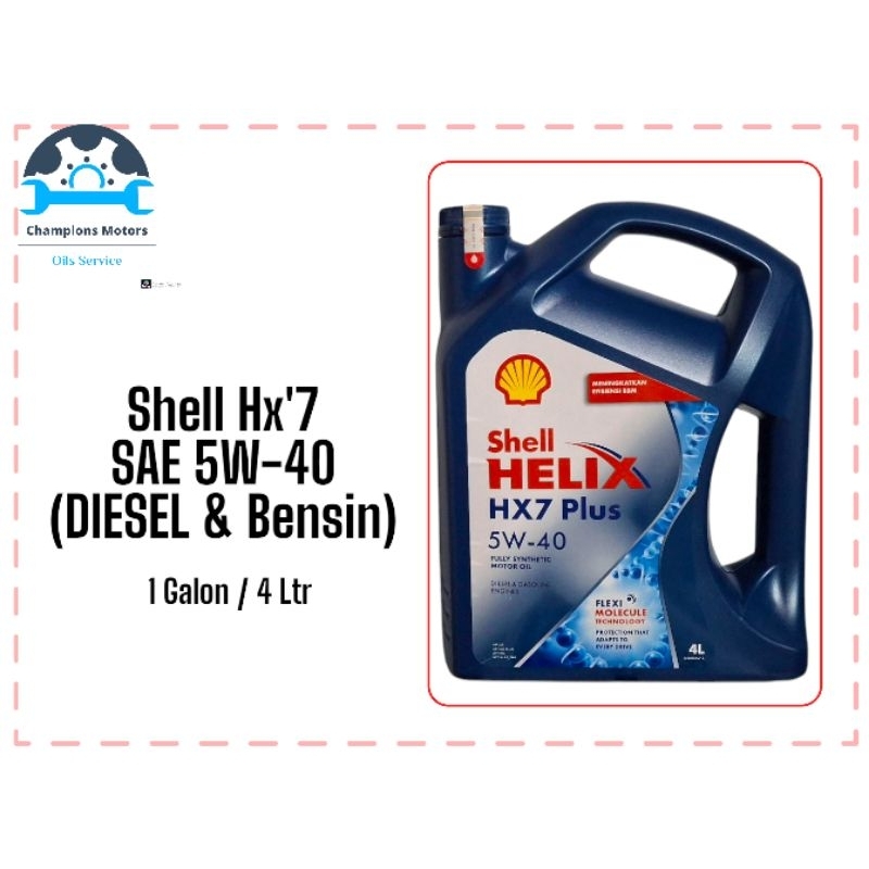 Oli Mesin Mobil Bensin / Diesel Shell HX'7 SAE 5W-40-4 LTR (BARCODE CENTANG HIJAU) 100% ORI