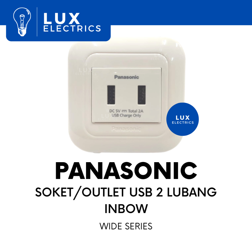 Soket/Outlet/Stop Kontak USB-A 2 Lubang PANASONIC Wide Series