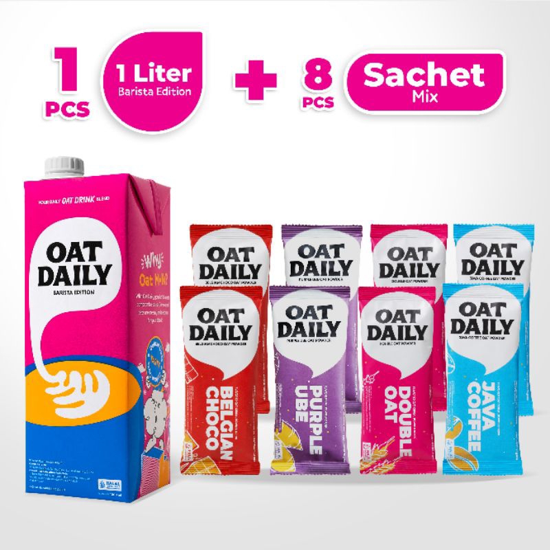 

Bundling OAT DAILY Barista Edition dan OAT DAILY Flavored (8pcs) - Oat Milk Oat Powder