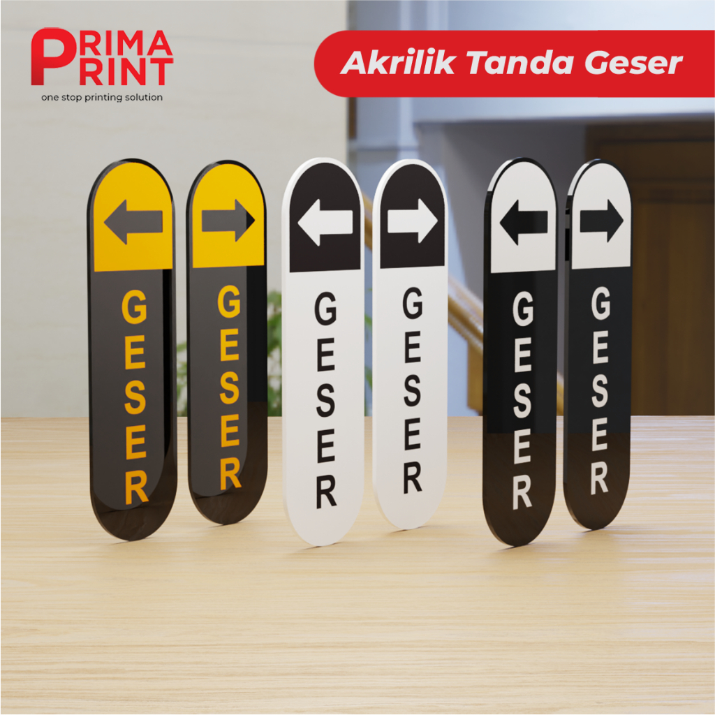 Sign Signage GESER (1 SET) Papan Tanda Geser Akrilik / Petunjuk Pintu Toko Tanda Geser Sliding Door