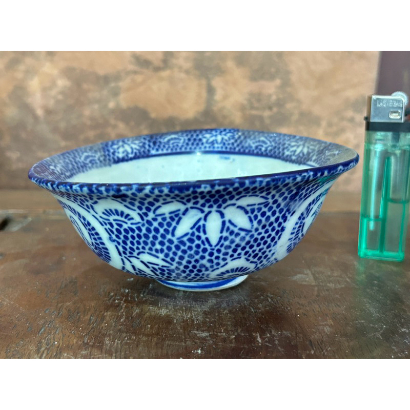 Keramik China Kuno Dinasty Mangkok Biru Putih Motif Angsa Antik 13 cm