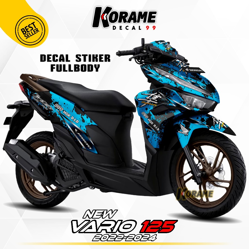 Decal Vario 125 New Full body Hayabusa Racing Hitam Skyblue