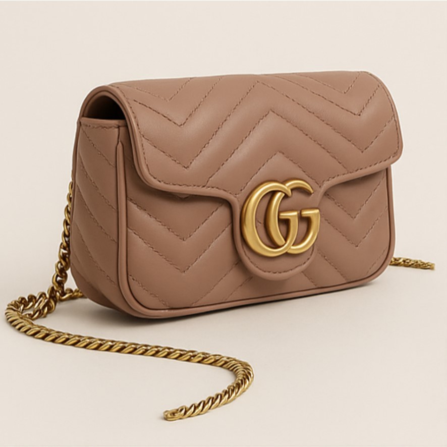 GUCCI GG Marmont Tas Selempang Wanita / Tas Bahu Rantai Mewah 16x10x5 cm