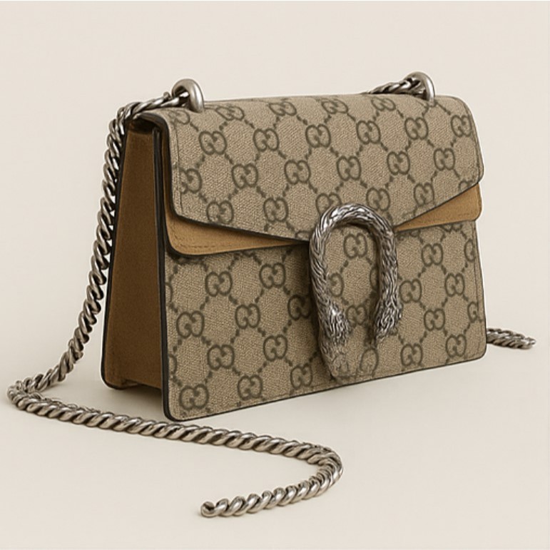 GUCCI Tas Selempang Rantai Kunci Kepala Harimau - 20x16x4 cm Original Elegan