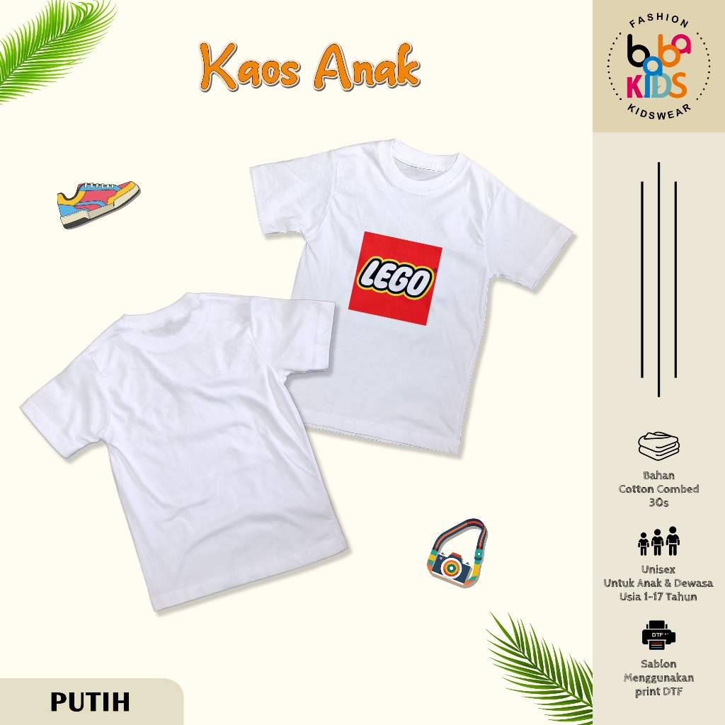 Kaos Anak & Remaja Laki-Laki 1-17 Tahun LEGO Cotton Combad 30s Baju Kaos Anak