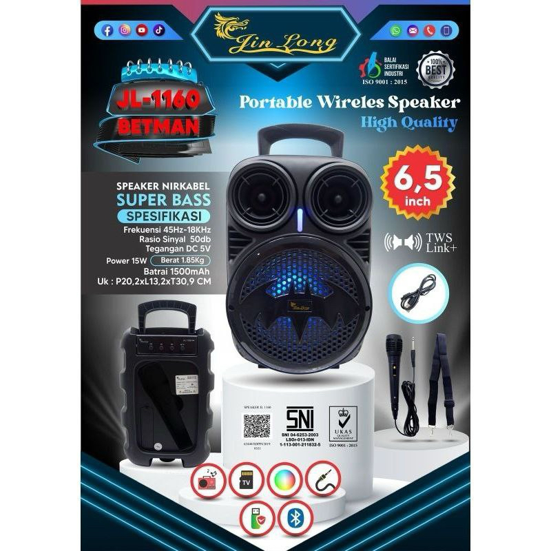 speaker bluetooth 6,5inch jinlong JL 1160