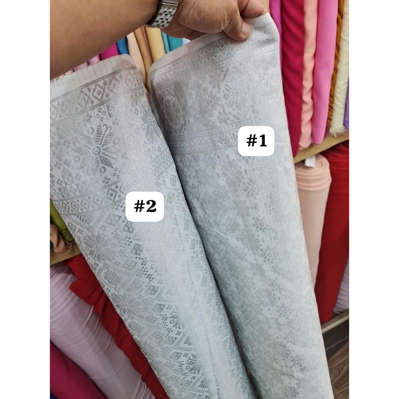 Mb Bahan Kain Songket Semi Palembang Meteran/songket putih/ rok songket (harga per setengah meter