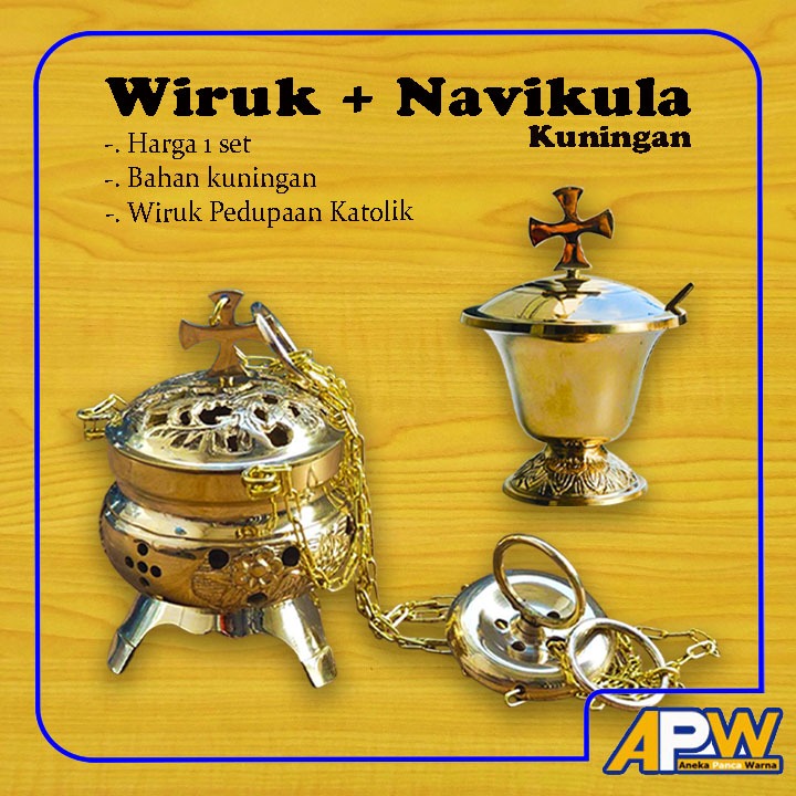 Wiruk + Navikula Set Kuningan Peralatan Religi dan Altar Katolik