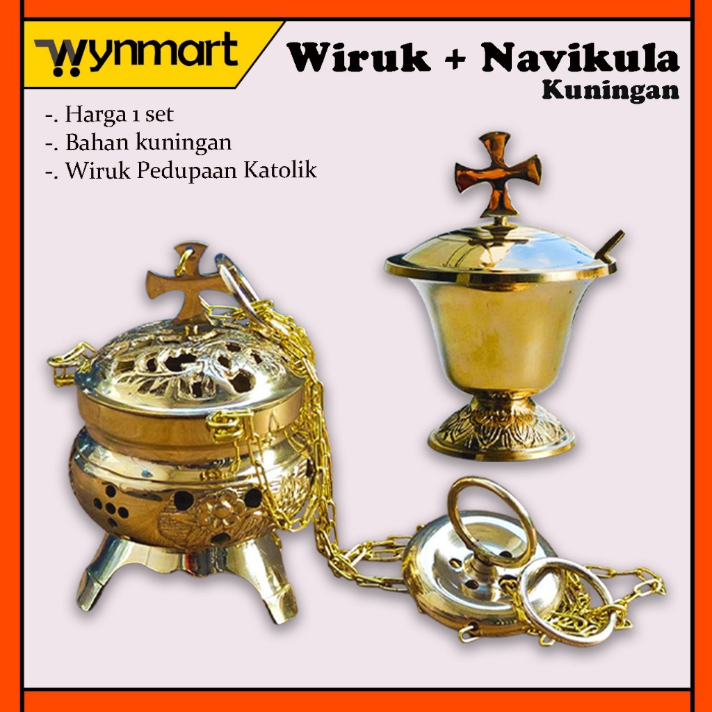Wiruk + Navikula Set Kuningan Peralatan Religi dan Altar Katolik