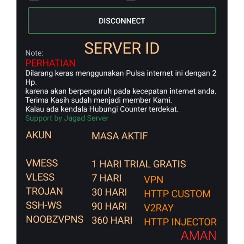 Akun Premium ID Murah Vmess,Vless,Trojan,SSH-WS,NOBZVPN unlimited