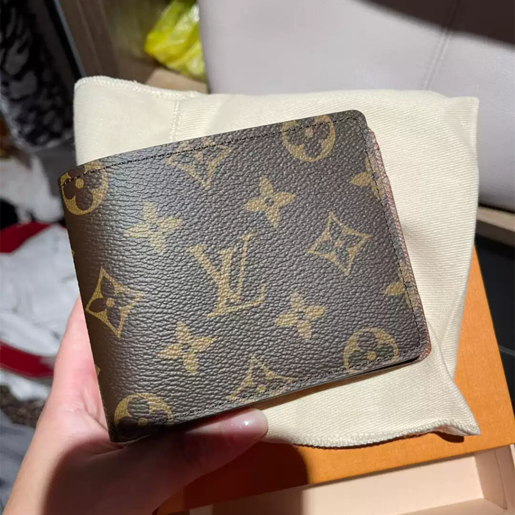 ［ Produk asli Perancis］ M60895/LOUIS VUITTON Multiple Wallet/Dompet Lipat Dua Warna Coklat/Dompet Pr