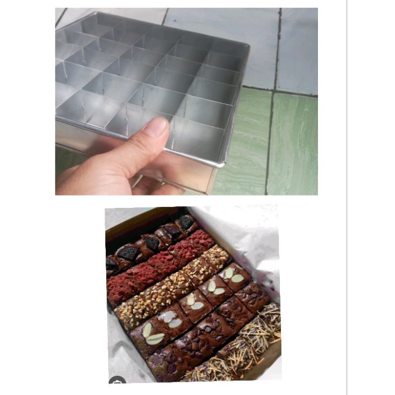 loyang sekat brwonis 22x22x4 isi 20 isi 25 isi 30 isi 36,bahan sangat tebal dan bagus