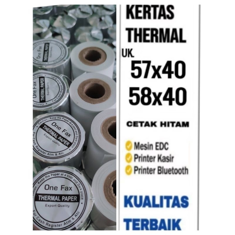

Promo Kertas kasir thermal 58x40 paket 50 roll struk EDC bluetooth