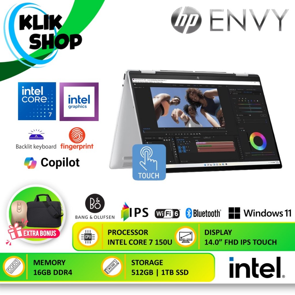 Laptop HP Envy X360 Intel Core 7 16GB SSD 512GB Windows 11 14 Inch FHD IPS 2IN1 TOUCH