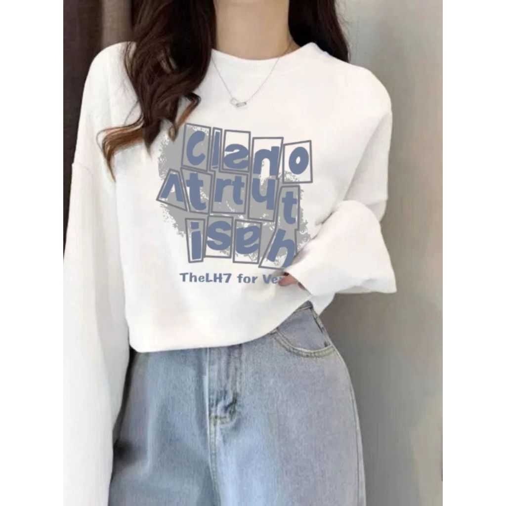 Crop Top wanita lengan panjang Lengan Manset Oversize Terbaru