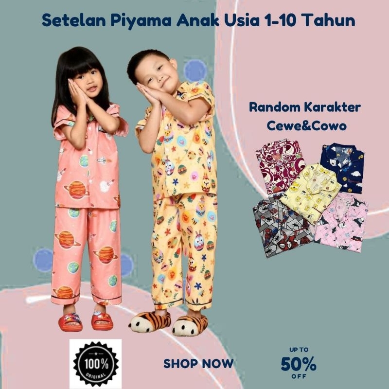 Setelan Anak Piyama Karakter Usia 1-10 tahun Setelan Piyama Anak Laki Laki Dan Perempuan Piama Anak
