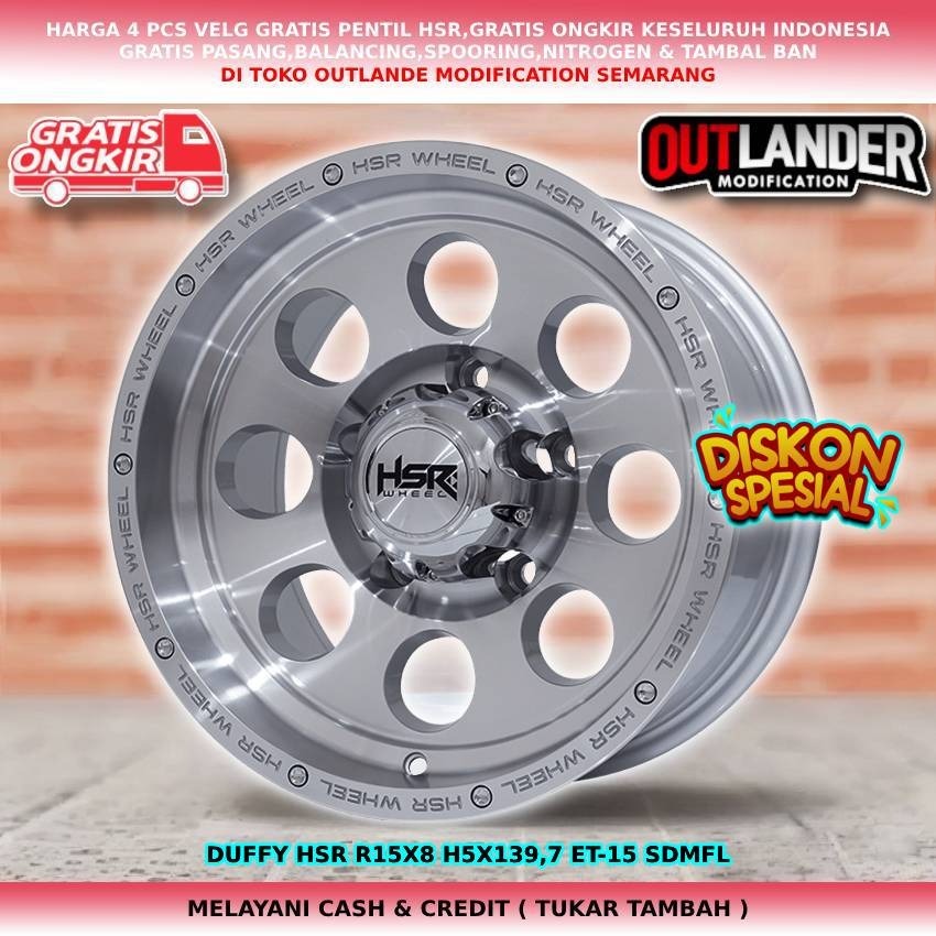 velg racing model daytona r15 lebar 8, velg mobil Feroza Taft dll velg hsr duffy r15