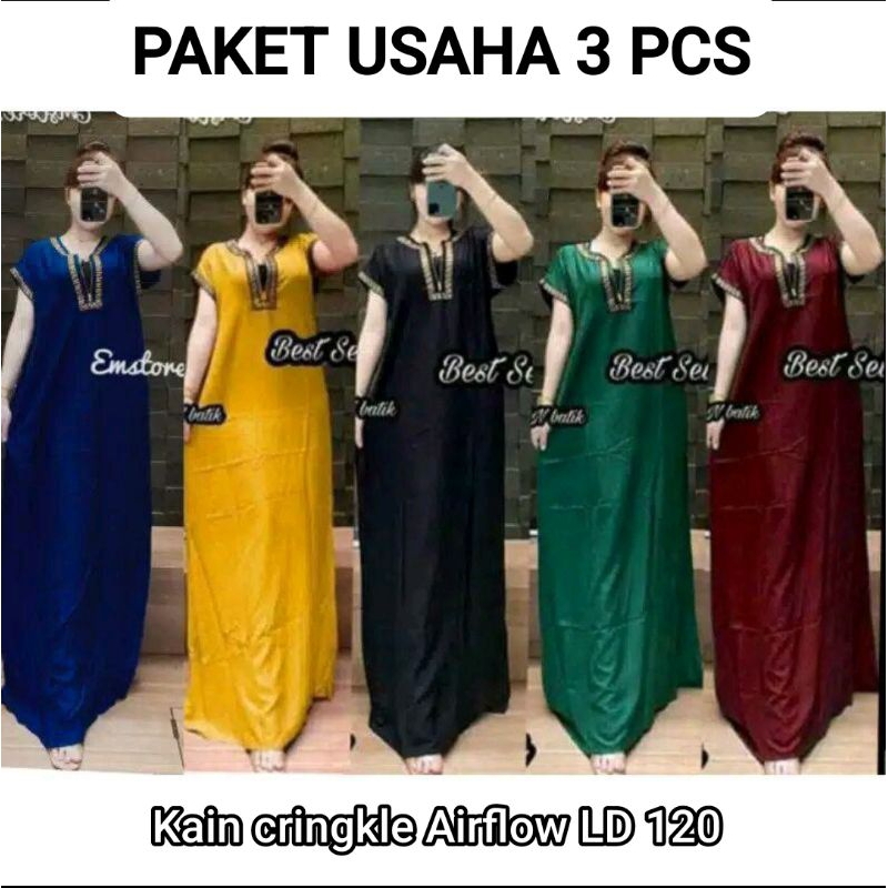 [ FLASH SALE ] PROMO PAKET USAHA 3 PCS DASTER ARAB ASMARA ALLSIZE FIT JUMBO LD 120 BUSUI II KAIN CRI