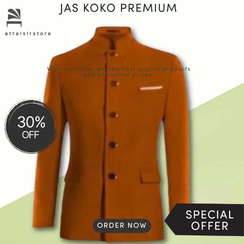 Jas Koko Pria Premium Coklat Jasko Mandarin / Jas Koko Mandarin / Jasko Santri / Jasko Pria / Jasko 
