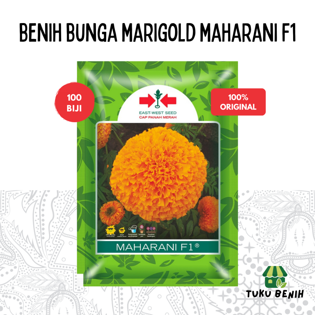 Benih Bunga Marigold Maharani F1 100 Biji - Cap Panah Merah