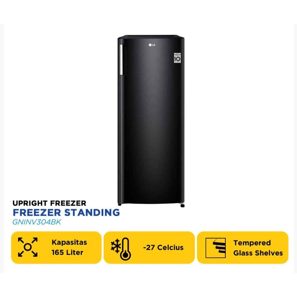 LG FREEZER STANDING 171L Smart Inverter Compressor Upright Freezer GNINV304BK