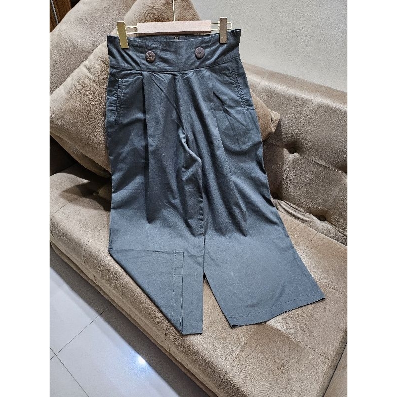 Celana Highwaist Kulot Hijau Army - PL
