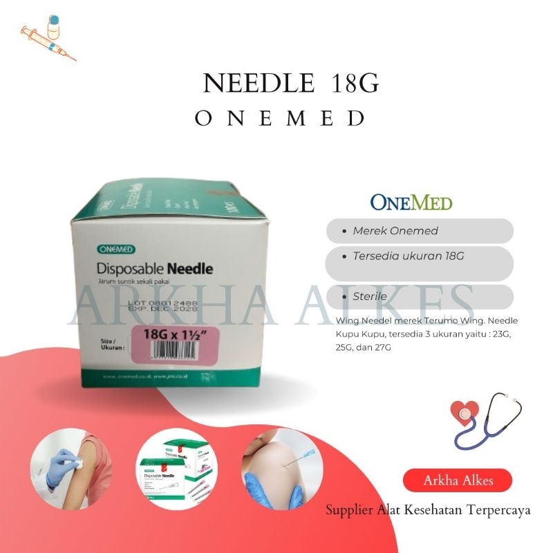 Needle Onemed 18G isi 100's Harga/Box