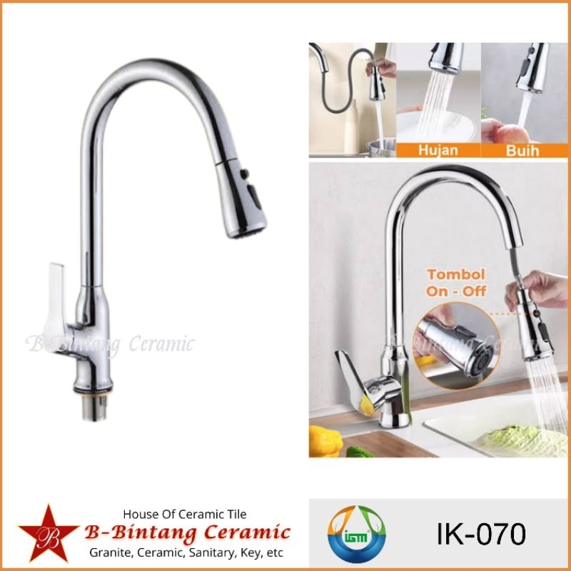 IGM Keran Sink Kuningan Pull-Out Flexible Cuci Piring Dapur Wastafel | IK-070