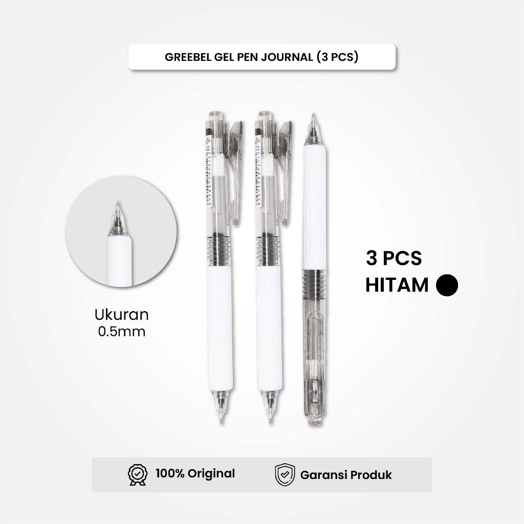 

GREEBEL Gel Pen Pulpen Pena GP-514 Journal Hitam 0.5 (3PCS/SET) / Pulpen Gel Murah Grosir