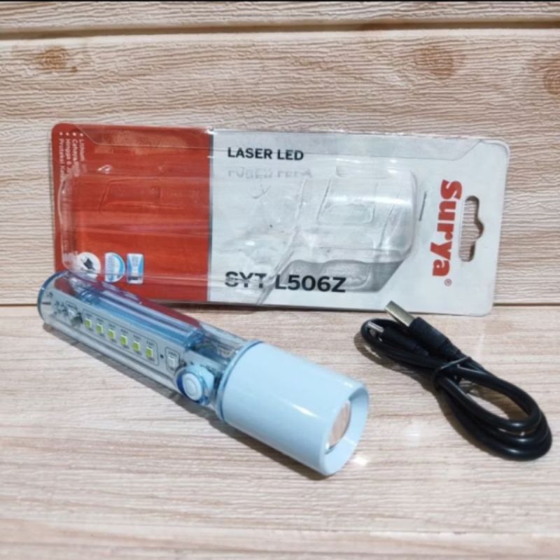 Senter Laser Led Surya SYT L506z Senter Mini Kecil Usb Senter Tangan Charger Cas Ulang