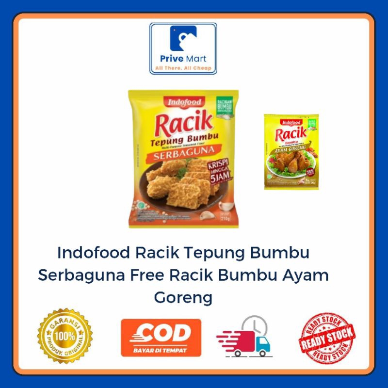 

Indofood Racik Tepung Bumbu Serbaguna 210g Gratis 1 Pack Racik Bumbu Ayam Goreng 26g Prive Mart