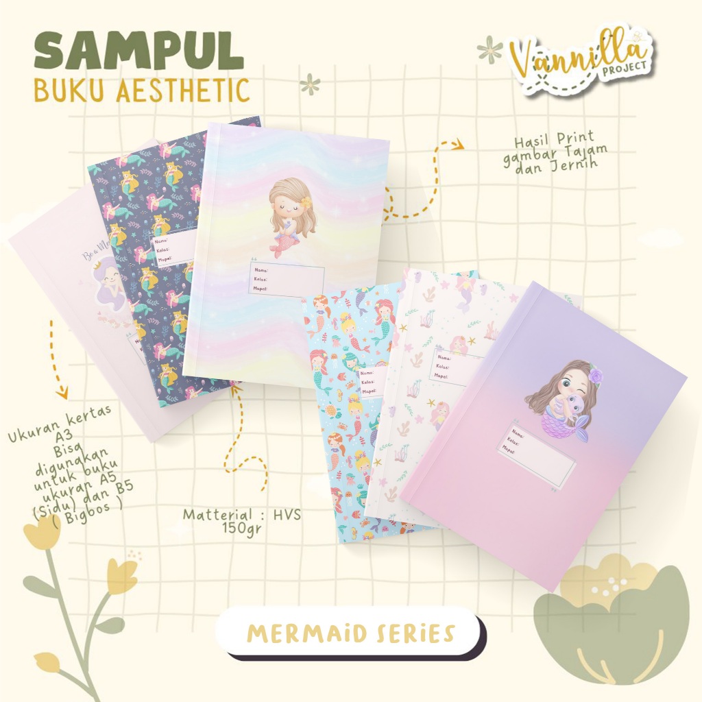 

6 LEMBAR SAMPUL BUKU AESTHETIC MERMAID PUTRI DUYUNG