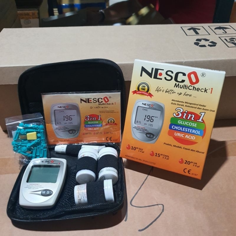 NESCO Alat Cek Gula darah 3 in 1 Gula / Asam Urat / Cholesterol / Alat Nesco 3 in 1 / Alat Cek Gula 