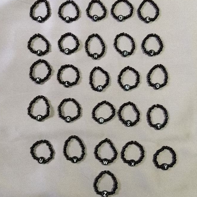 CINCIN MANIK ABJAD / CINCIN INISIAL / CINCIN COUPLE / CINCIN PERSAHABATAN / INISIAL HITAM