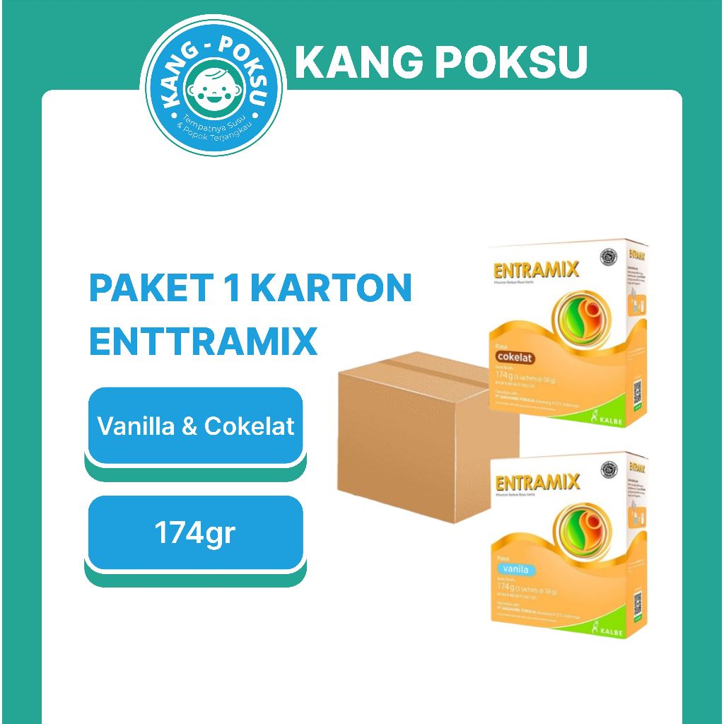PAKET 1 KARTON / 12 KOTAK ENTRAMIX VANILA COKLAT 174GR NUTRISI LENGKAP DEWASA 174 GR SSKD