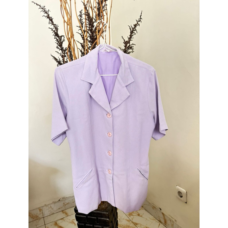 Blazer wanita lengan pendek  lilac soft  Preloved blazer korean  style lengan pendek