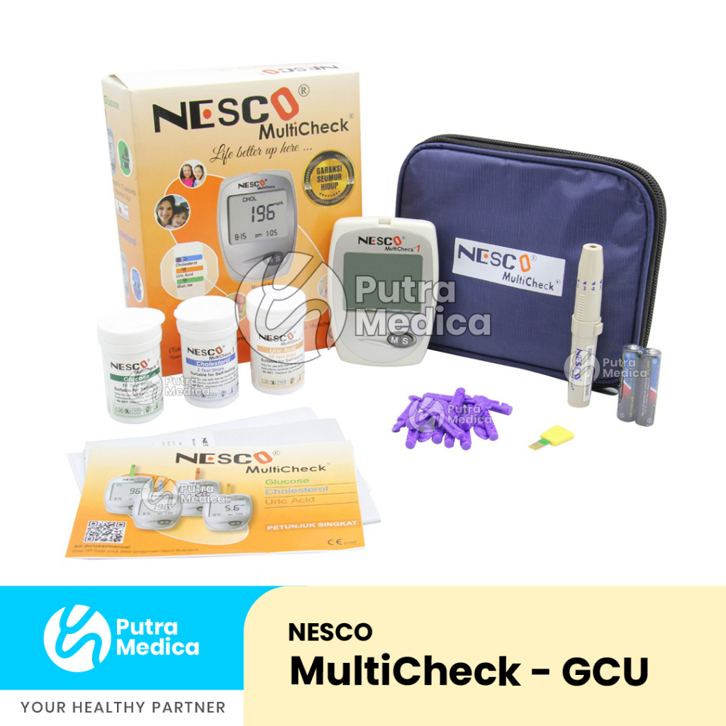 Nesco GCU 3in1 Glucose, Cholesterol, Urid Acid / Alat Strip Cek Tes Gula Darah Kolesterol Asam Urat