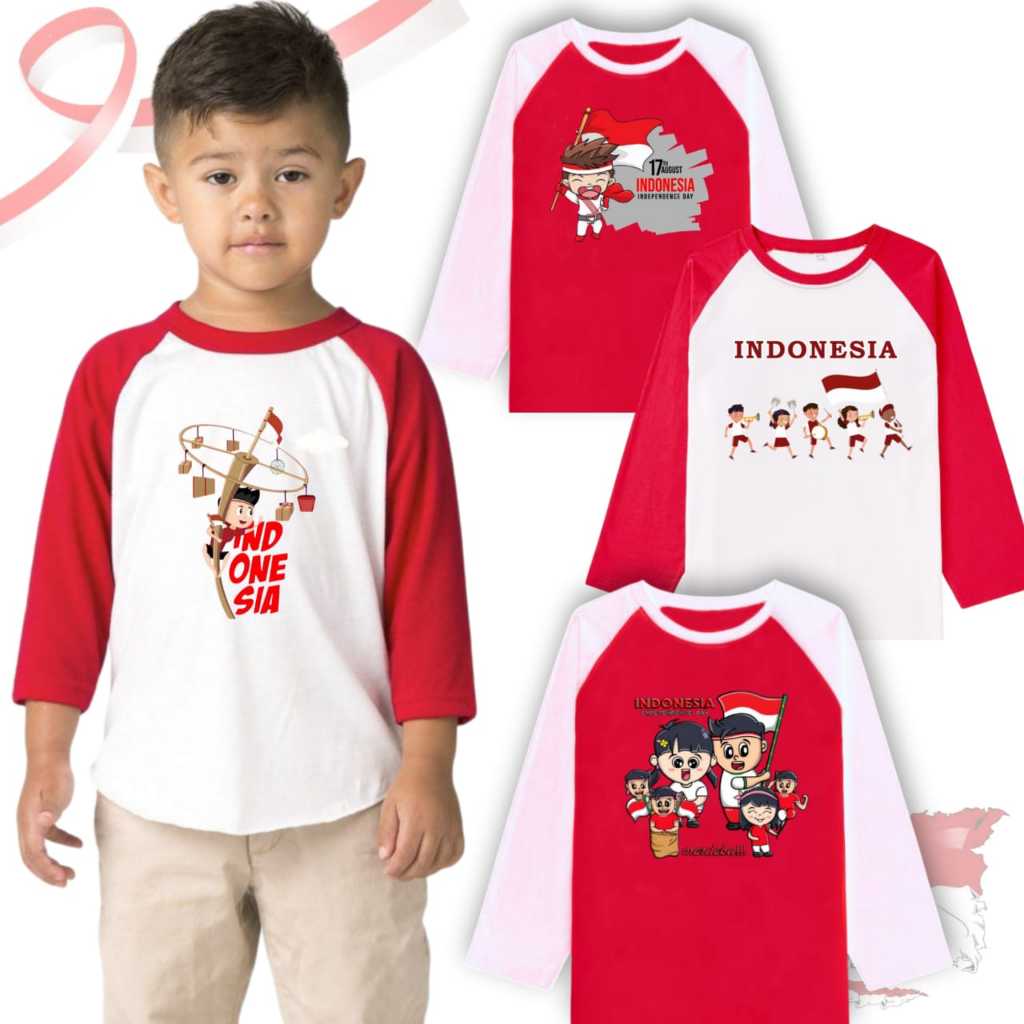 KOI - Baju Kaos Anak & Bayi Lengan Panjang  /Atasan Cewek & Cowok Lengan Panjang KEMERDEKAAN INDONES