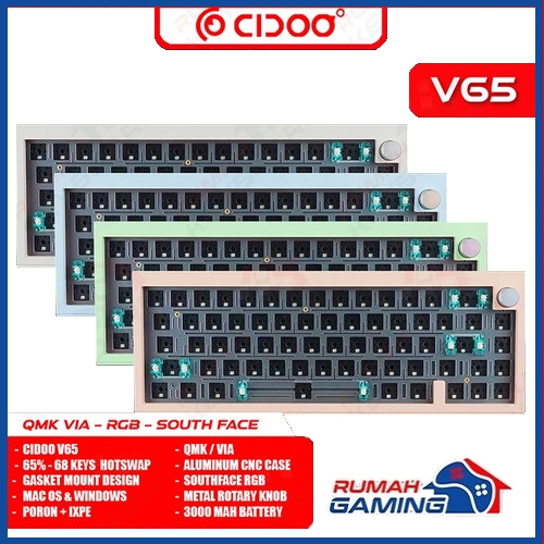 CIDOO V65 - 66 Keys - Gasket - South - Barebone - Mechanical Keyboard