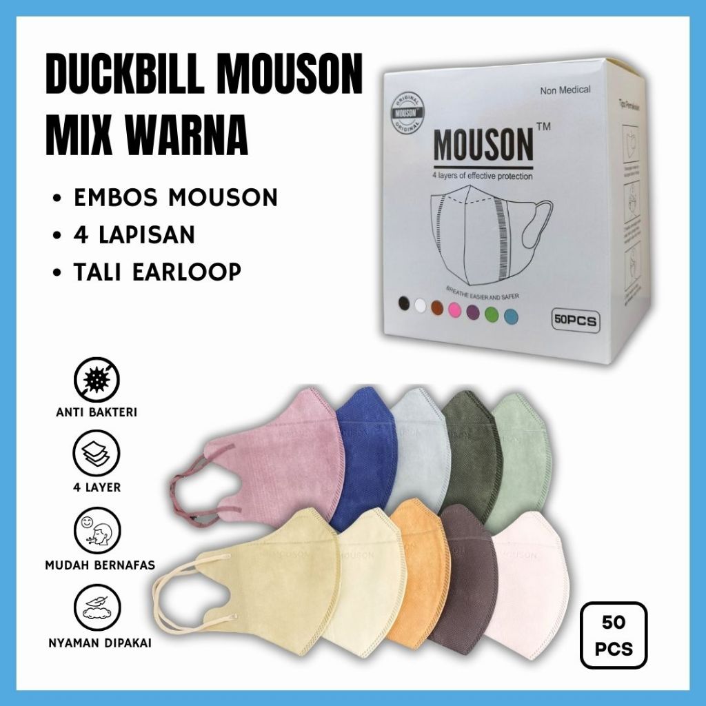 Duckbill Mouson | Masker Duckbill | Masker Duckbill 50 Pcs | Masker Mouson Duckbill 50 Pcs
