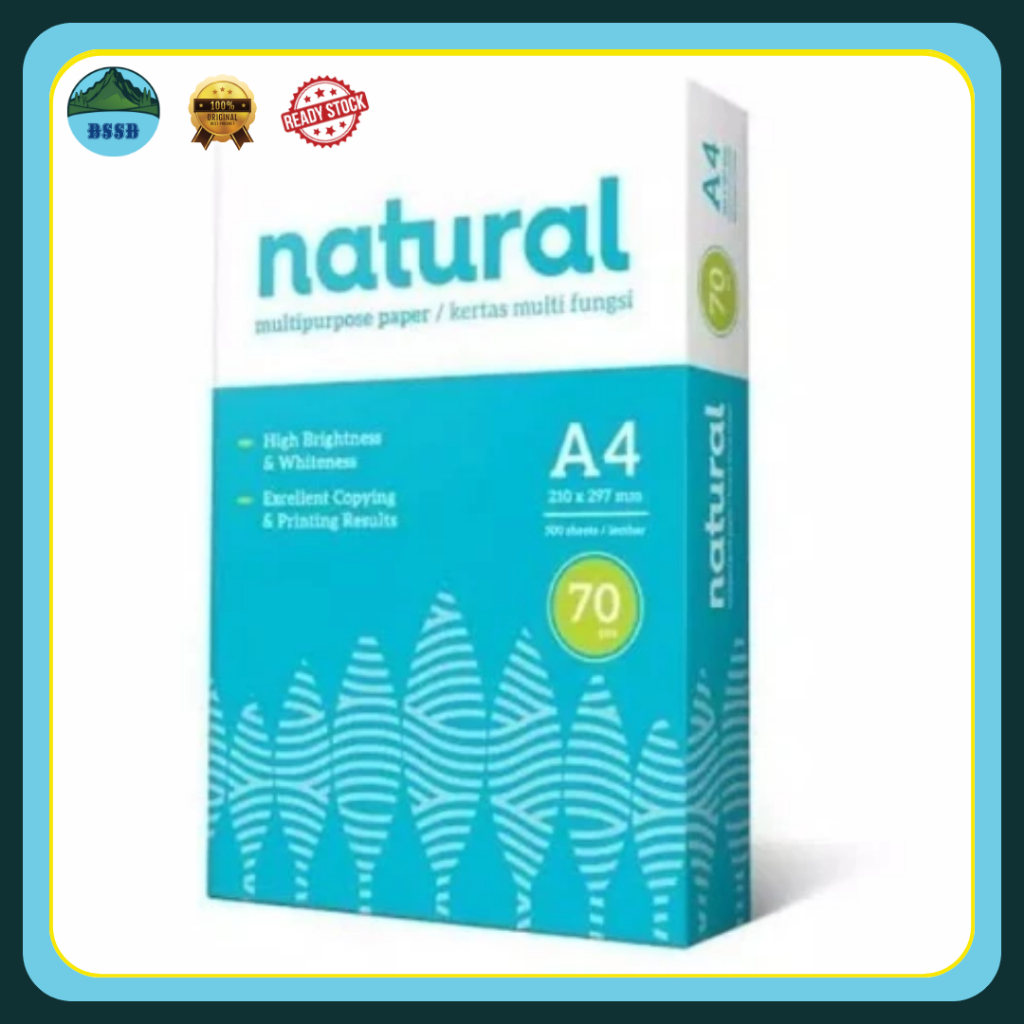 

Natural Kertas HVS | Lembar Kertas Fotocopy | Kertas Print | Kertas HVS A4 | 70 GSM | 1 Rim 500 Sheet