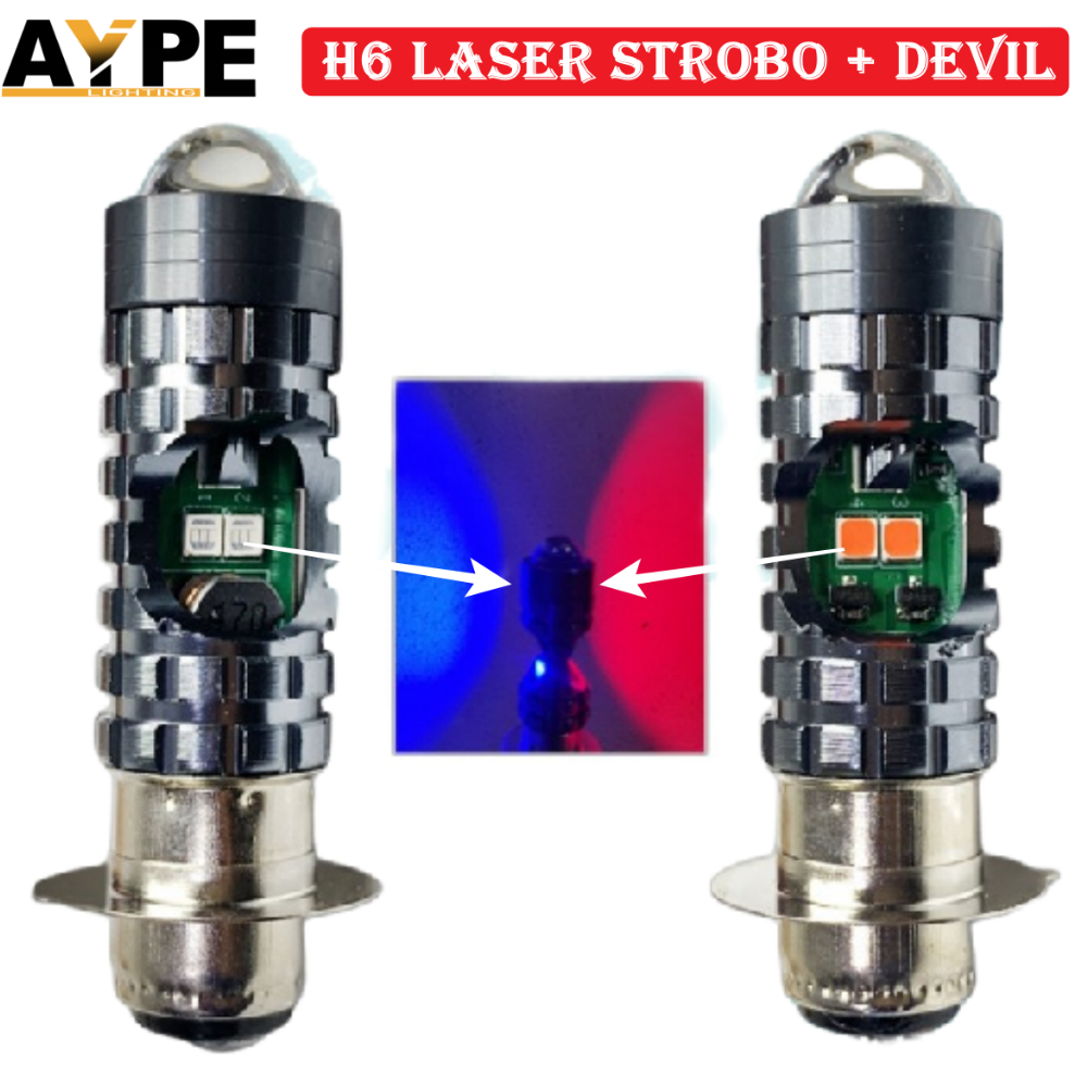 promo terbaru lampu utama led h6 laser 20 watt senja merah biru lampu motor h6 led