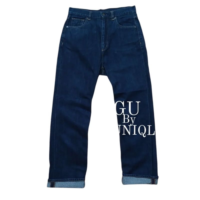 Jeans pria keren UNIQLO model reguler bahan tebal second preloved