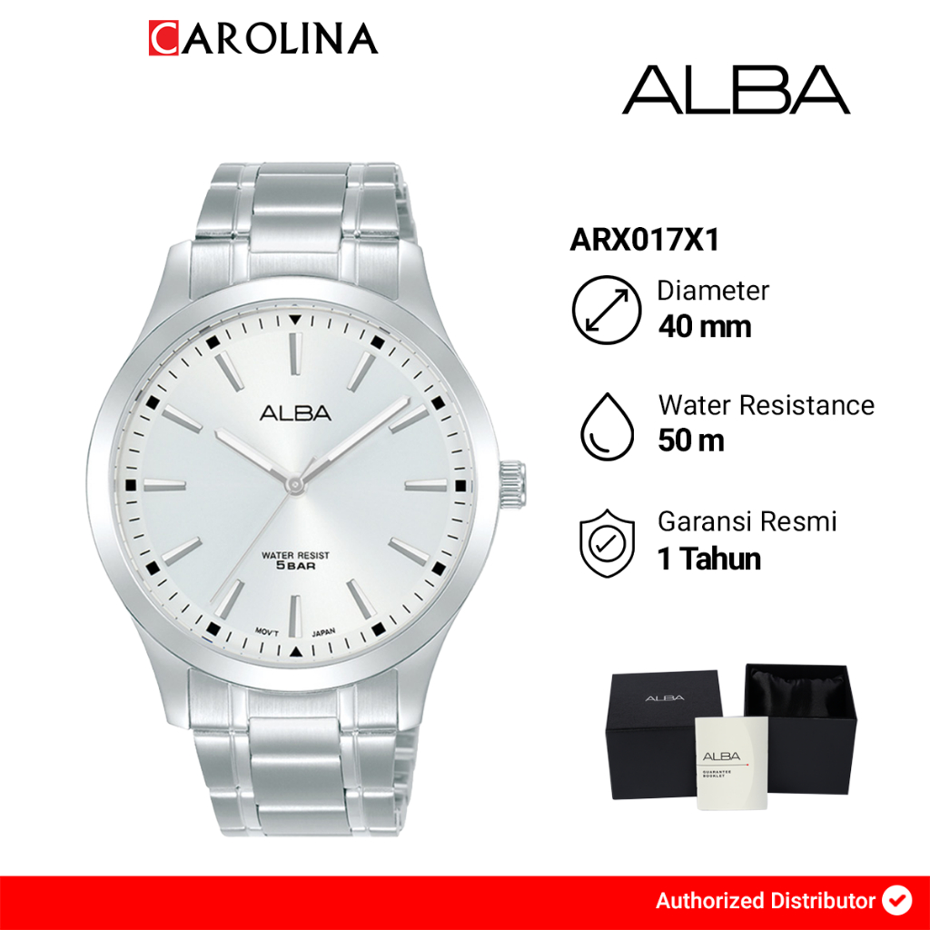 limited jam tangan pria alba prestige arx017x1 silver dial stainless steel strap
