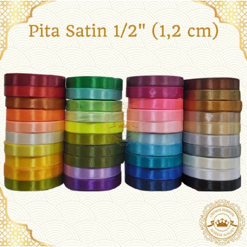 

Pita Satin 1/2 inch 1.25Cm Pita Roll 20 Yards Pita Kain Satin Pita Dekorasi