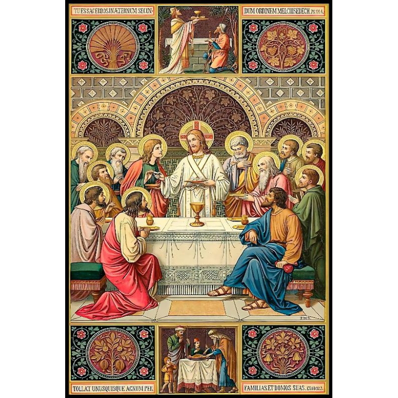 PERJAMUAN TERAKHIR YESUS cetak poster lukisan hiasan dinding dekorasi rumah ruangan tamu kamar tidur